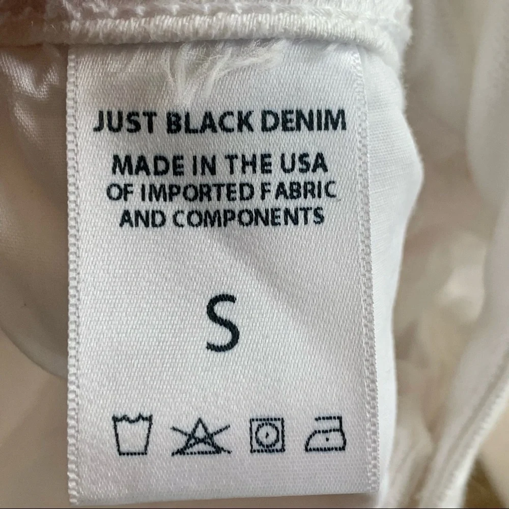 JUST BLACK White Denim Stretch Cotton Raw Hem Skirt Style # CD132K Size Small - Picture 15 of 16